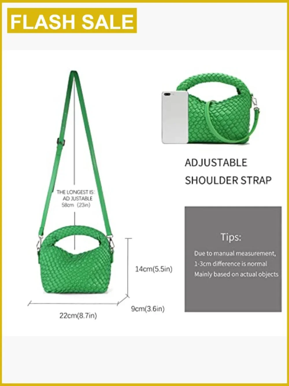 Vegan Leather Woven Satchel Crossbody Bag with Adjustable Strap